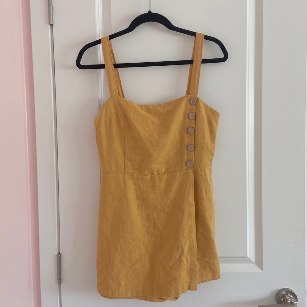 LAST CALL! rare mustard button detail linen romper dress
